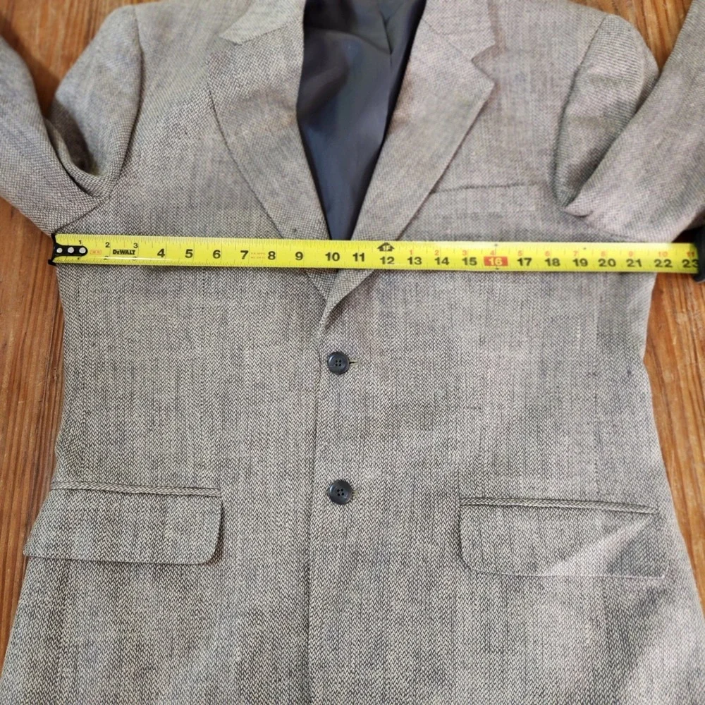 Macy's Savile Row Men's 40R 100% Silk Herringbone Beige Single Breast Sport Coat